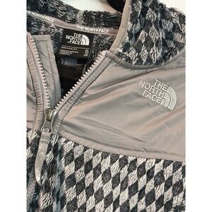 The North Face Girls XL Fleece Hoodie Full‎ Zip Diamond Pattern Gray